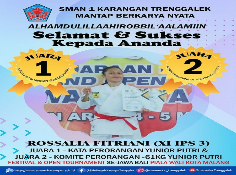 ROSSALIA FITRIANI (XI IPS 3) RAIH 2 PRESTASI SEKALIGUS