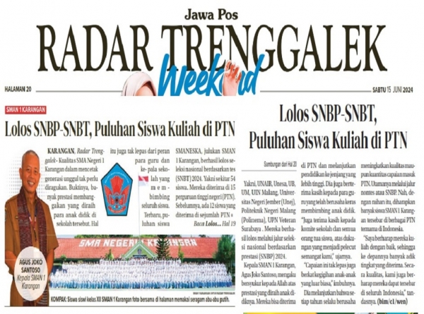 55 SISWA/I SMAN 1 KARANGAN LOLOS SNPMB JALUR SNBT TAHUN 2024