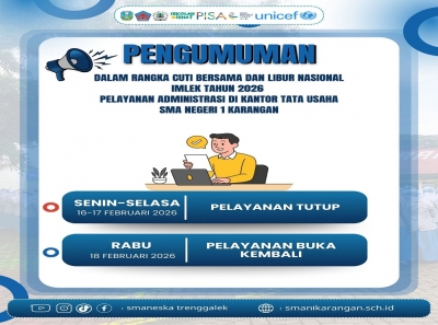 PENGUMUMAN PELAYANAN TATA USAHA SMAN 1 KARANGAN