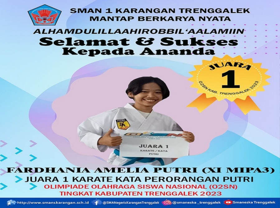 FARDHANIA A. XI MIPA3 RAIH JUARA 1 KATA PERORANGAN PUTRI O2SNK