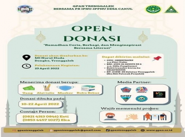 Di bulan Ramadhan ini, kami GPAN Trenggalek berkolaborasi dengan PR IPNU-IPPNU Desa Cakul.
