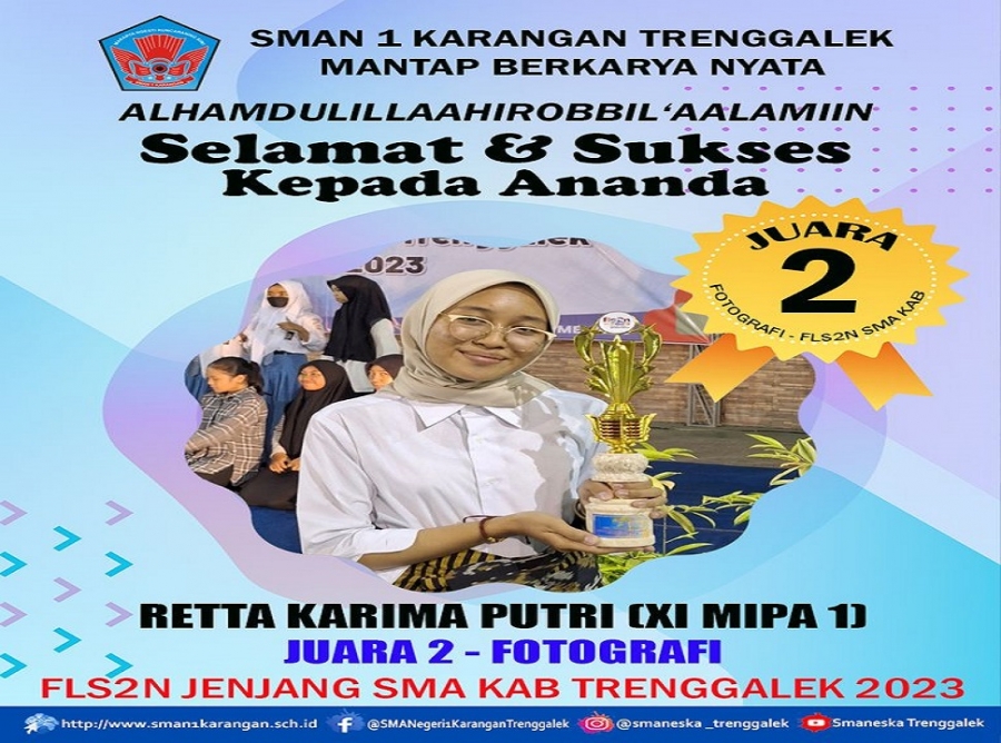 RETTA KARIMA PUTRI (XI MIPA 1) SMANESKA RAIH JUARA 2 FOTOGRAFI