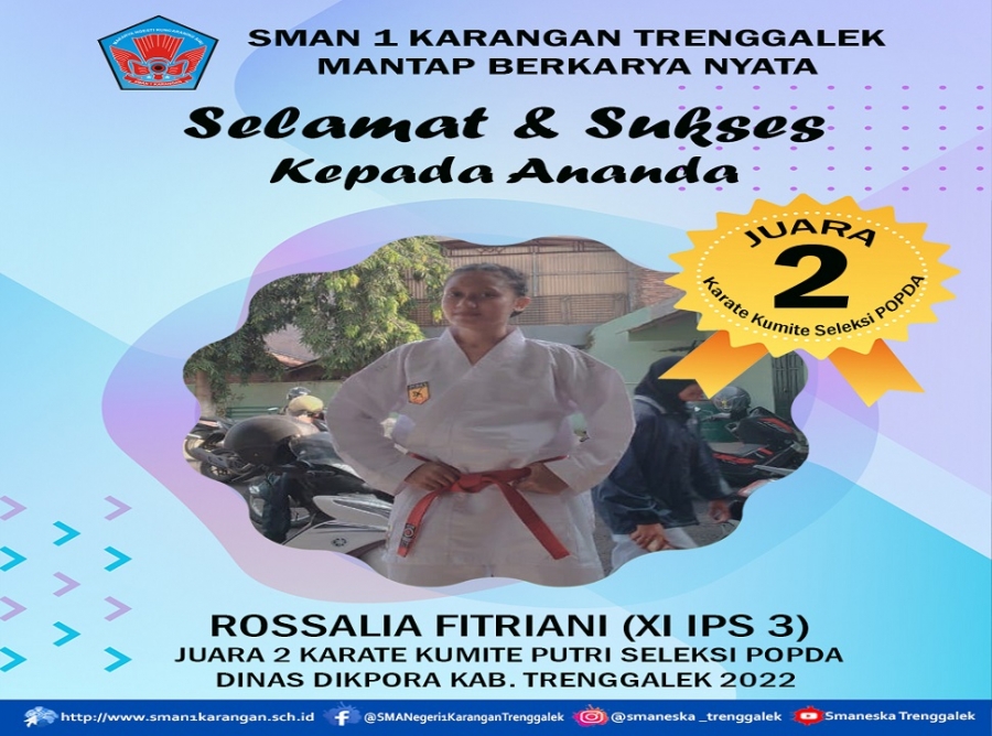 ROSSALIA FITRIANI RAIH JUARA 2 KARATE KUMITE SELEKSI POPDA