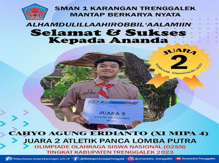 CAHYO A. (XI MIPA 4) RAIH JUARA 2 ATLETIK PANCA LOMBA O2SNK