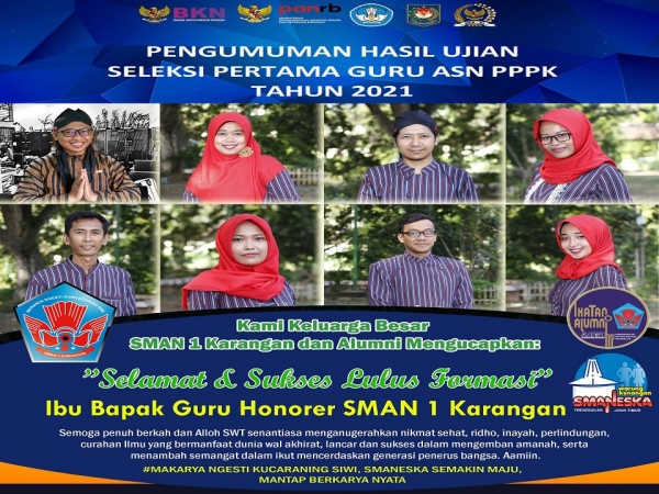 8 GURU HONORER SMAN 1 KARANGAN TRENGGALEK &ldquo;LULUS FORMASI&rdquo; SELEKSI GURU ASN PPPK TAHUN 2021