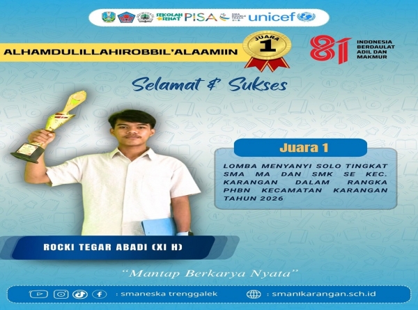ROCKI TEGAR (XI H) SABET JUARA 1 LOMBA MENYANYI SOLO PUTRA