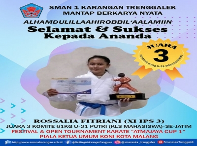 ROSSALIA FITRIANI JUARA 3 KOMITE 61KG U-21 PUTRI KELAS MAHASISWA
