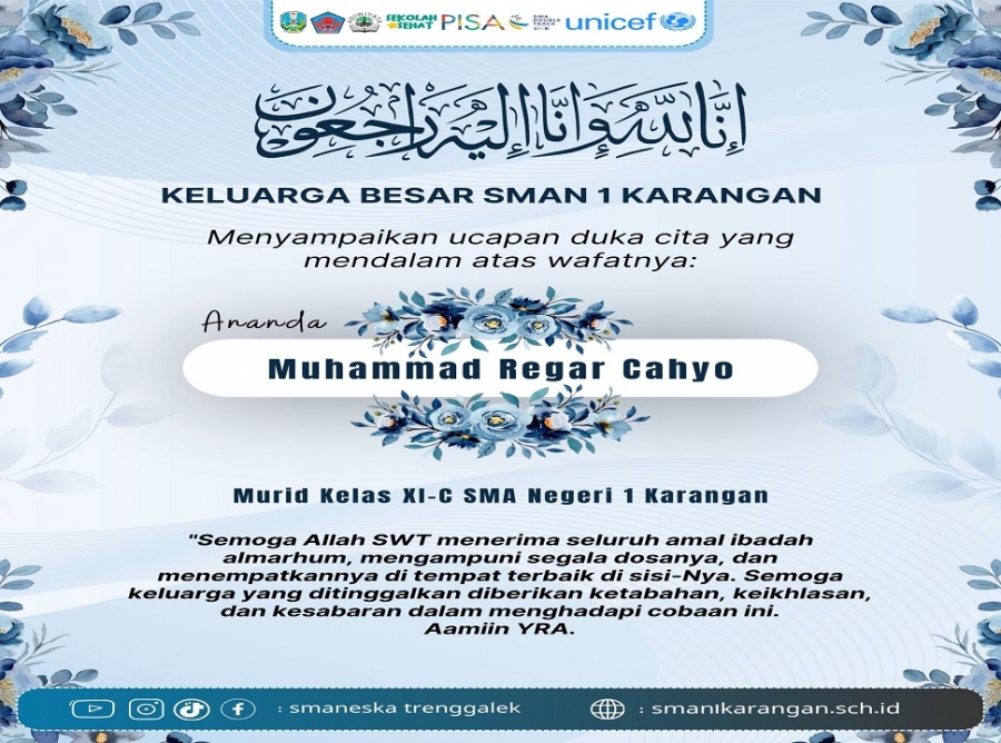 KELUARGA BESAR SMAN 1 KARANGAN BERDUKA ATAS WAFATNYA REGAR