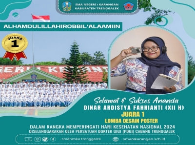 DINAR (XII H) SMAN 1 KARANGAN RAIH JUARA 1 LOMBA DESAIN POSTER