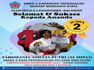 FARDHANIA A. (XI MIPA 3) RAIH  JUARA 2 NASIONAL KATA PERORANGAN