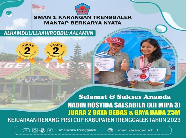 NADIN R. (XII MIPA 3) RAIH 2 MEDALI JUARA 2 RENANG KAB. TRENGGALEK