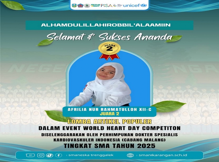 AFRILIA XII-C SMANESKA RAIH JUARA 2 LOMBA ARTIKEL