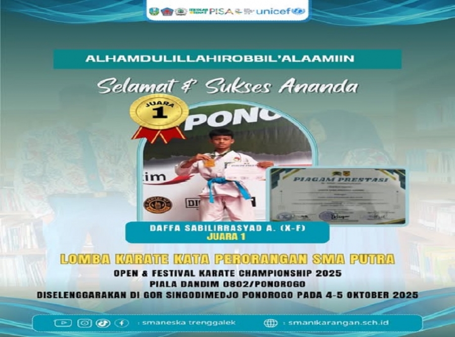 SISWA SMANESKA RAIH JUARA 1 KARATE PIALA DANDIM PONOROGO