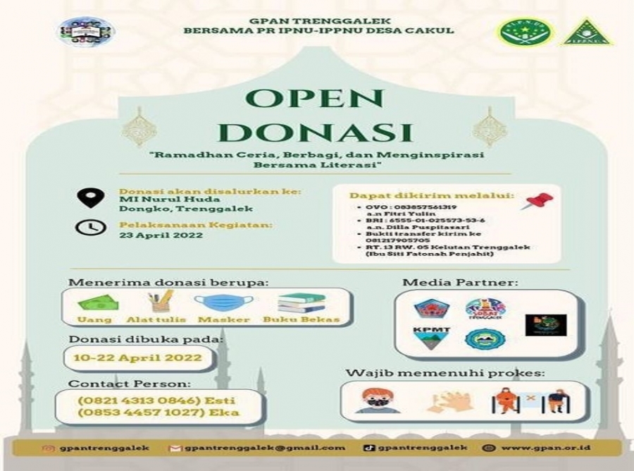 Di bulan Ramadhan ini, kami GPAN Trenggalek berkolaborasi dengan PR IPNU-IPPNU Desa Cakul.