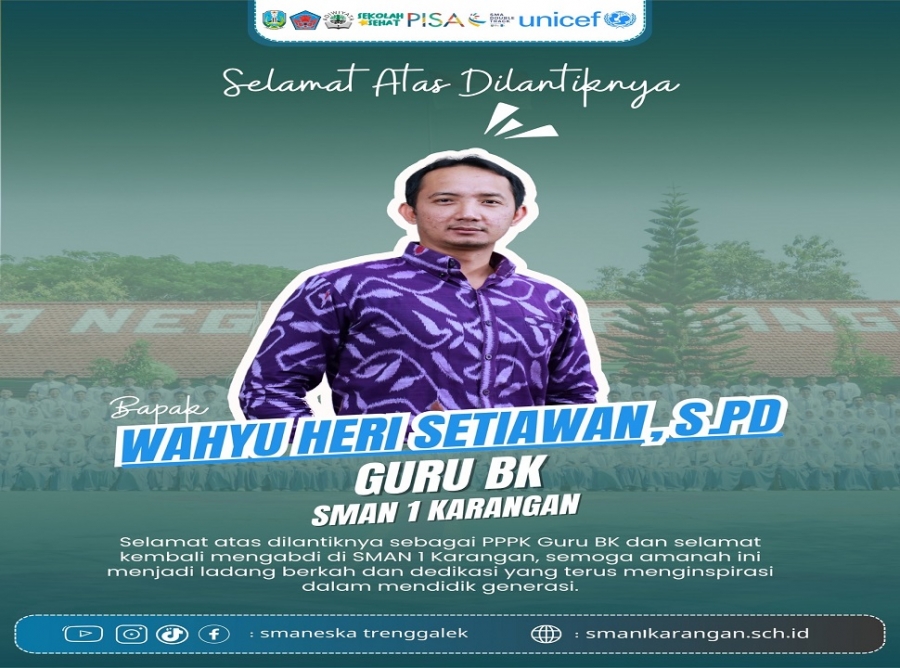 SELAMAT ATAS DILANTIKNYA GURU PPPK BAPAK WAHYU DI SMANESKA
