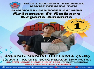 AWANG SANDI HUTAMA (X-B) RAIH JUARA 1 NASIONAL KUMITE -60 KG