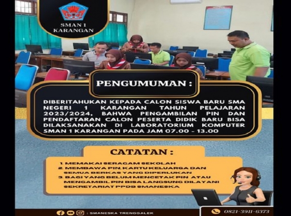 PELAYANAN PENDAFTARAN TAHAP 1 GRATIS DI SMAN 1 KARANGAN