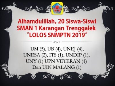 20 SISWA-SISWI SMANESKA &ldquo;LOLOS SNMPTN - TAHUN 2019&rsquo;