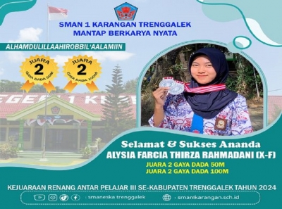 ALYSIA (XI-F) SMAN 1 KARANGAN RAIH 2 MEDALI RENANG PHBN 2024