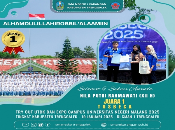 NILA PUTRI R. SISWI KELAS XII H SMAN 1 KARANGAN RAIH JUARA 1 TRY OUT