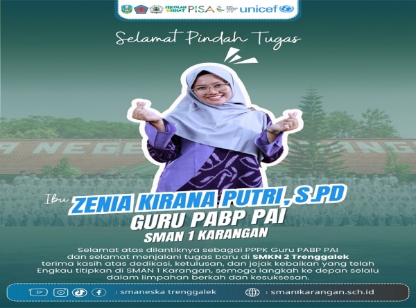 SELAMAT BERPINDAH TUGAS IBU ZENIA KIRANA PUTRI, S.PD.