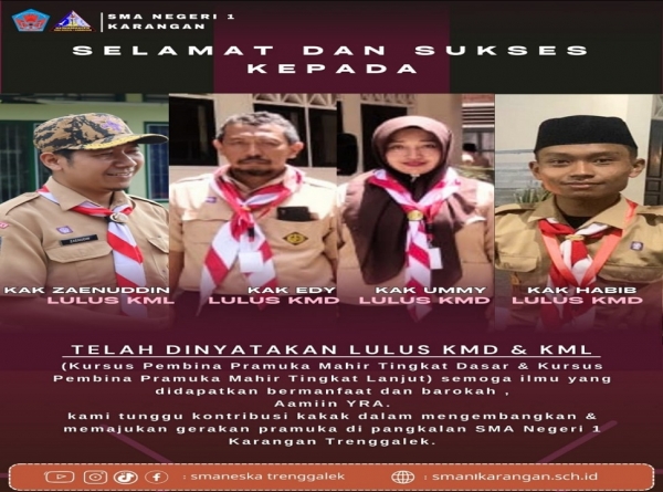 4 PEMBINA PRAMUKA SMANESKA TELAH LULUS KMD/KML