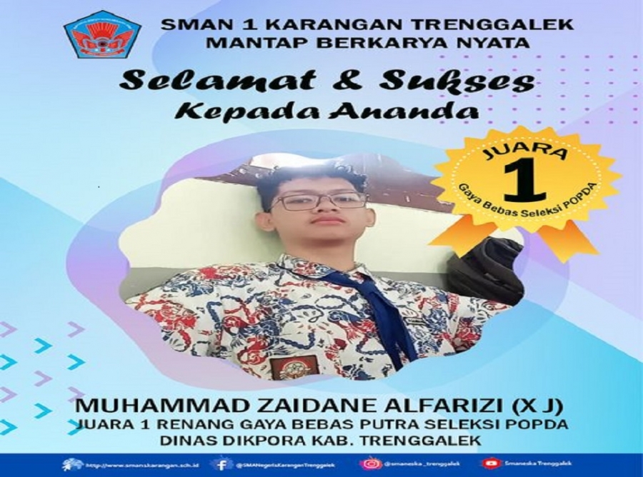 MUHAMMAD ZAIDANE RAIH JUARA 1 RENANG GAYA BEBAS