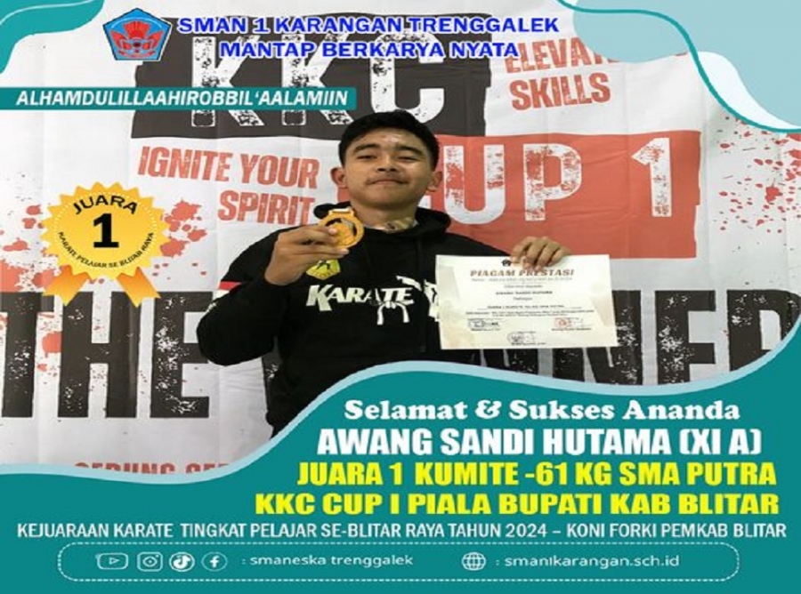 AWANG SANDI H. XI-A SMANESKA RAIH &ldquo;JUARA 1 KARATE KUMITE -60 KG
