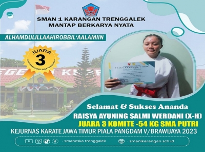 RAISYA SMANESKA RAIH JUARA 3 KOMITE -54 KG SMA PUTRI 2023